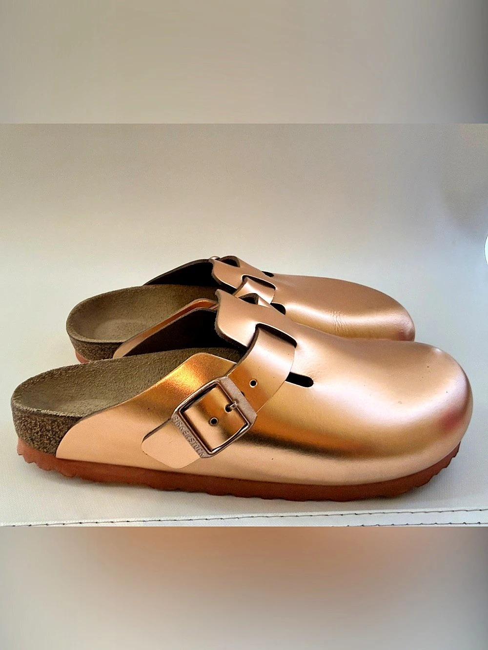 Birkenstock Boston Clog Sandals rose gold NOS 38 narrow